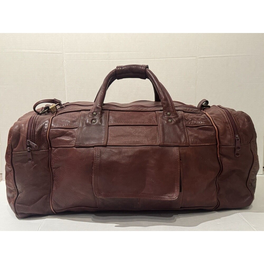Talon Dual Zipper Soft Leather Duffle Bag Luggage Overnight Gym Vintage 23”x11”